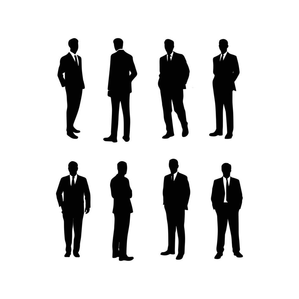 business man silhouette set vector