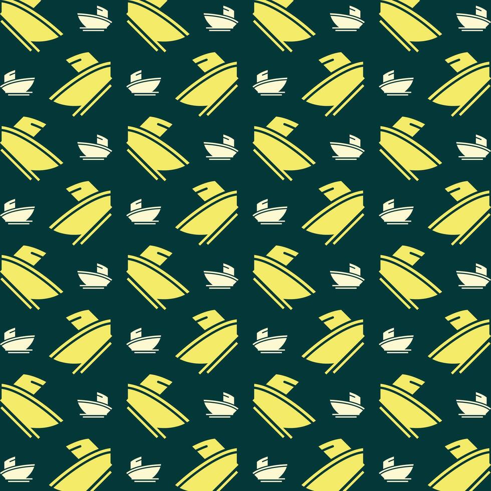 Ocean boat interesting trendy multicolor repeating pattern illustration yellow design vector