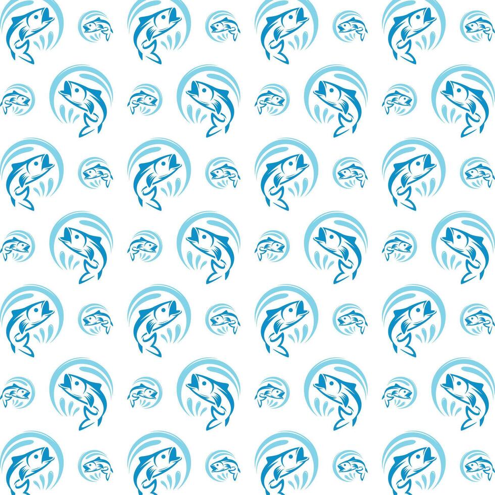 Fish smooth trendy multicolor repeating pattern illustration background design vector