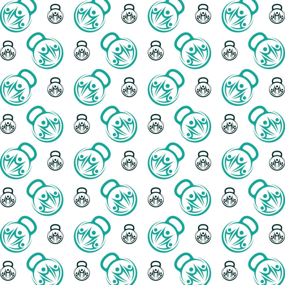 Kettlebell noticeable trendy multicolor repeating pattern illustration background design vector