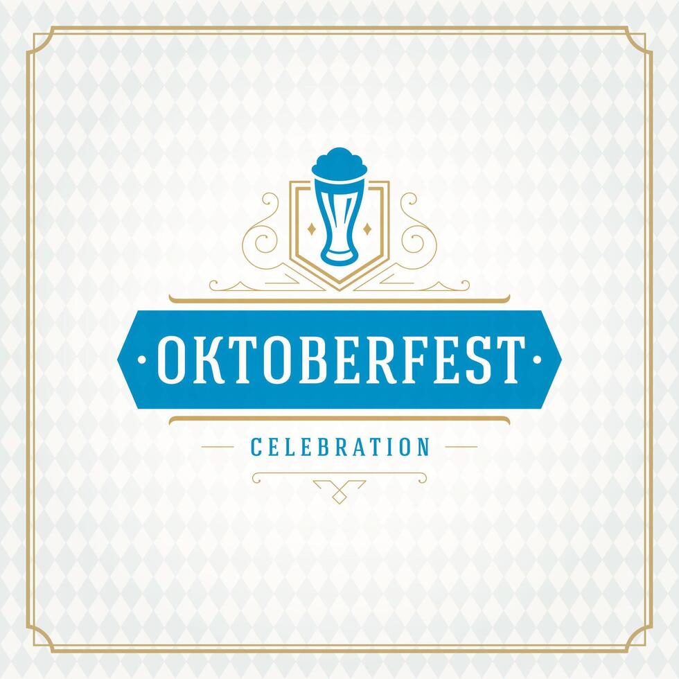 Oktoberfest beer festival celebration vintage greeting card or poster vector