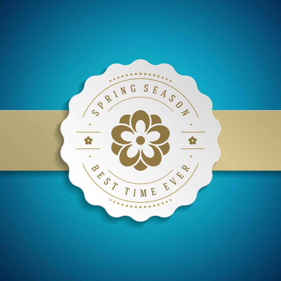 Spring typography quote label for poster or greeting card design. vector