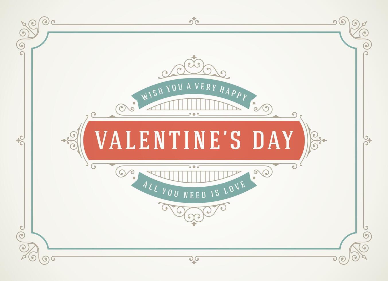 Valentines Day Greeting Card or Poster illustration vector