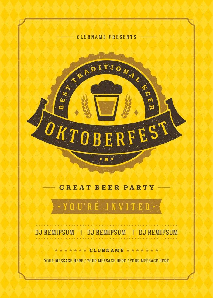 Oktoberfest celebracion póster con fecha y invitación vector