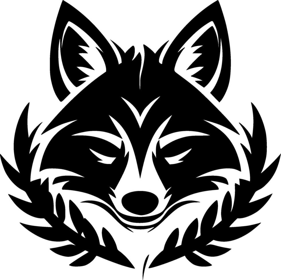 Raccoon - Black and White Isolated Icon - illustration vector