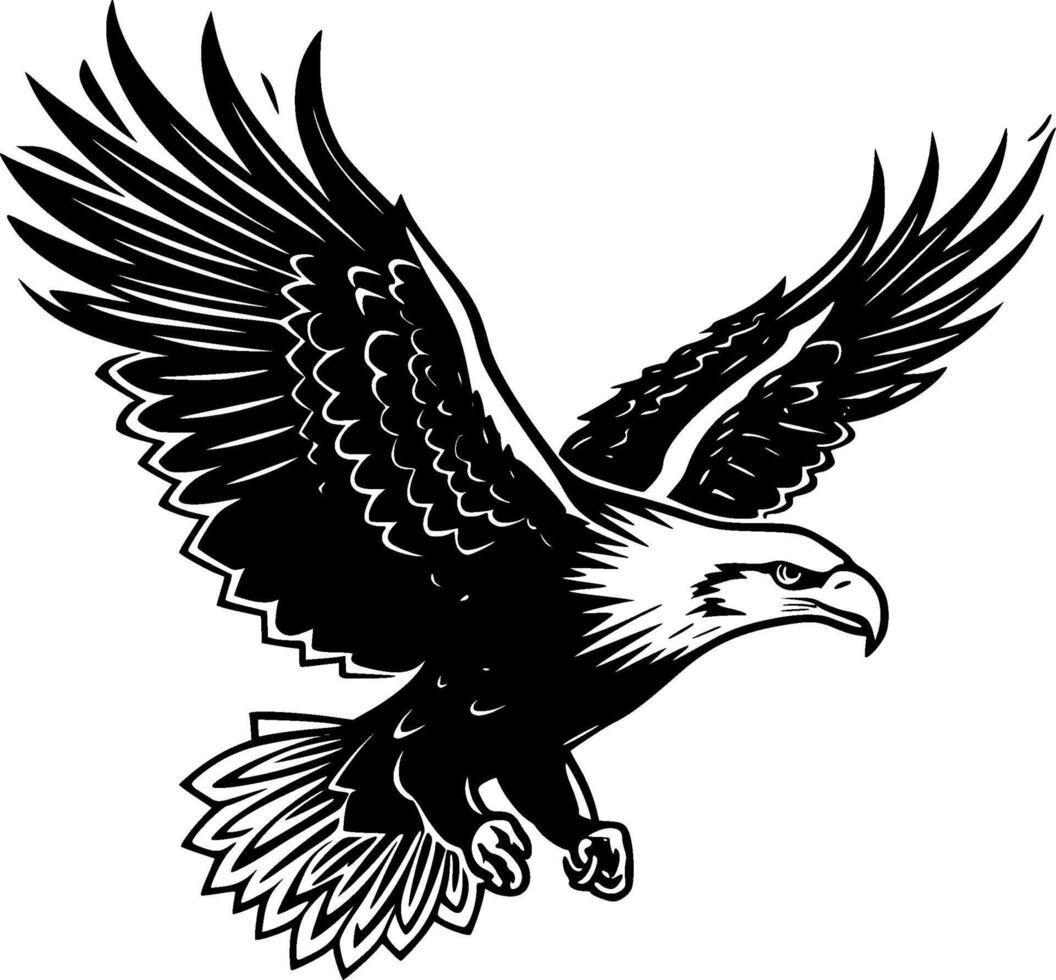 águila - negro y blanco aislado icono - ilustración vector