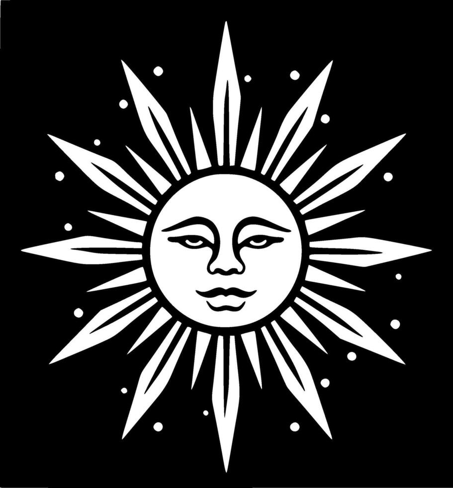 Sun - Black and White Isolated Icon - illustration vector