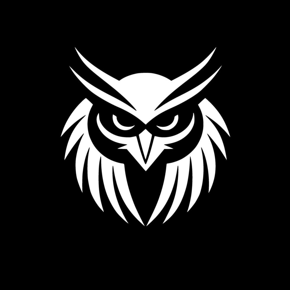 Owl - Black and White Isolated Icon - illustration vector