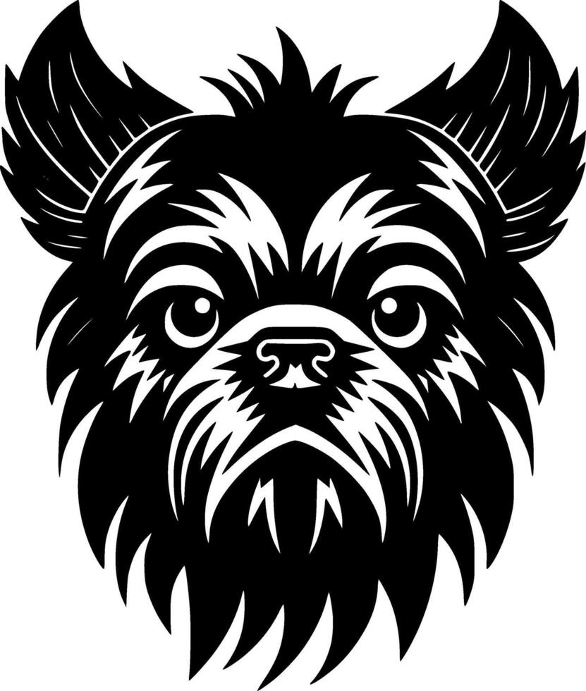 Affenpinscher, negro y blanco ilustración vector