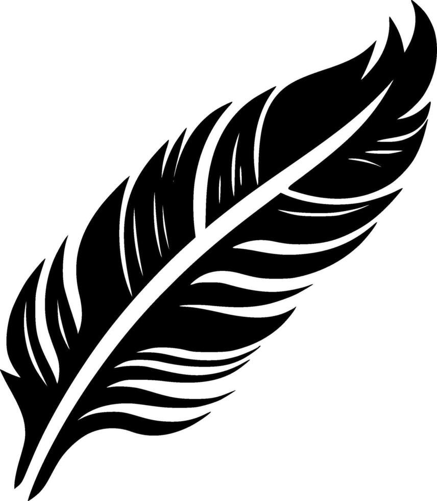Feather - Black and White Isolated Icon - illustration vector