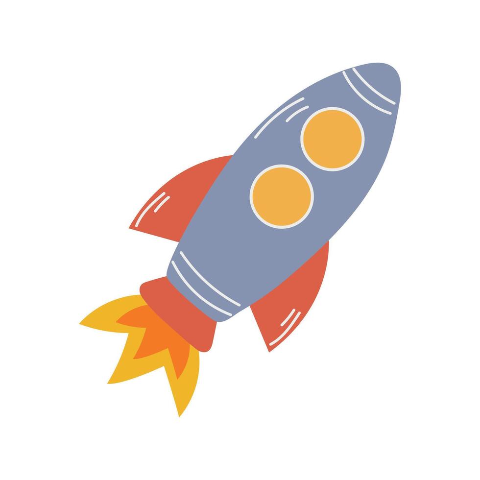 Spaceship rocket, rocket clipart, rocket in flat style vector