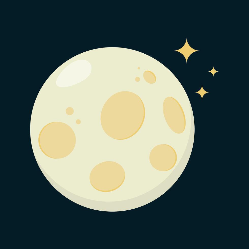 Luna y estrellas ilustración, Luna clipart, Luna en plano estilo vector