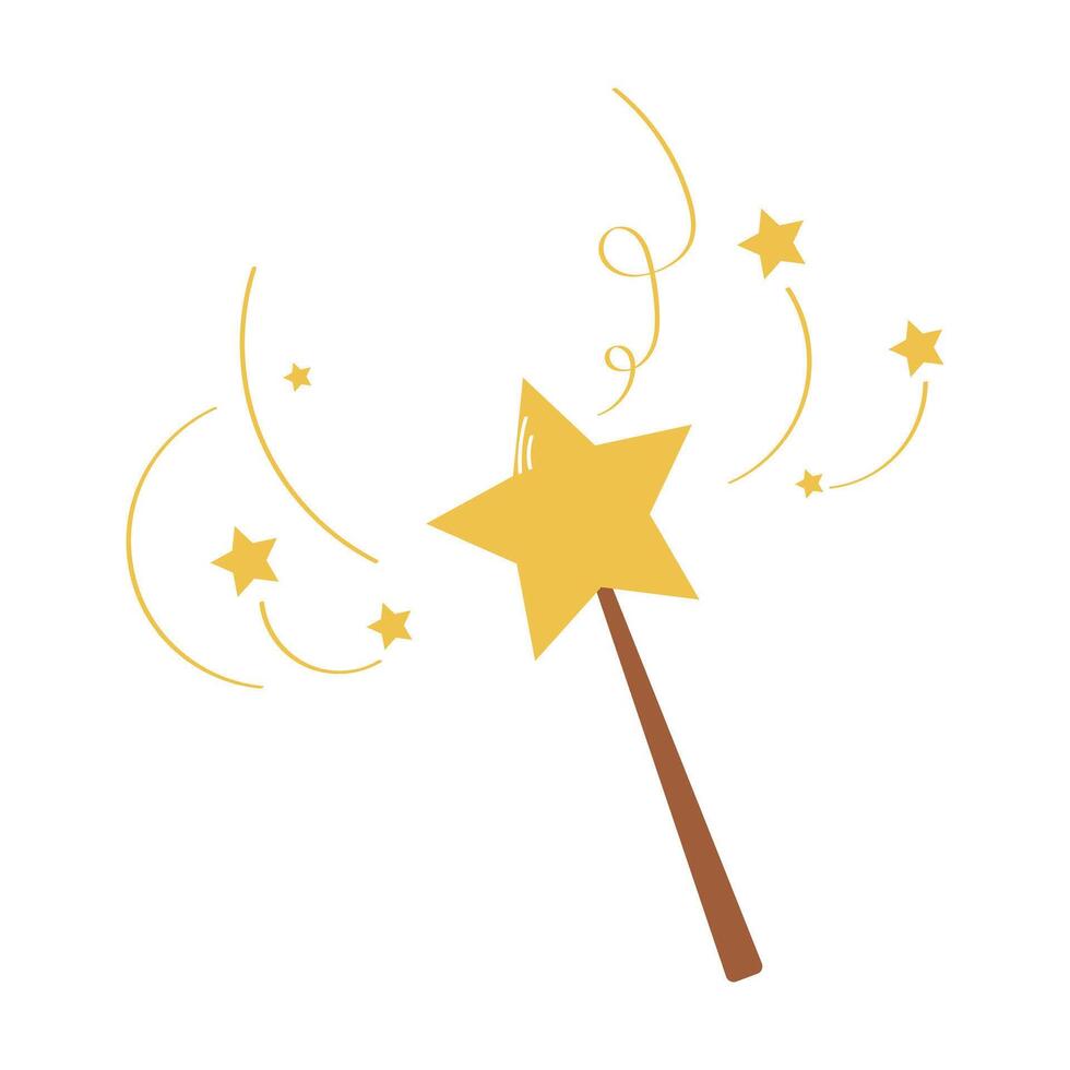 Decorative magic wand with magic trail, Star shape magic accessory vector