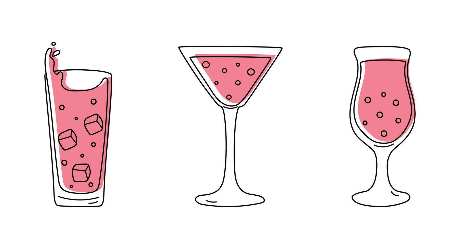 Cocktails linear set, cocktail icon, cocktail clipart vector