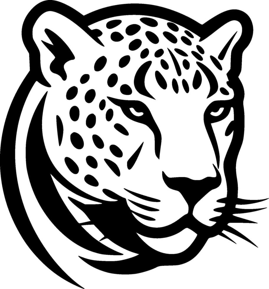 leopardo - negro y blanco aislado icono - ilustración vector