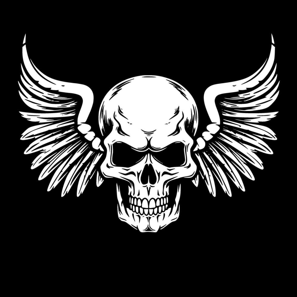 Skull With Wings - Minimalist and Flat Logo - illustration vector