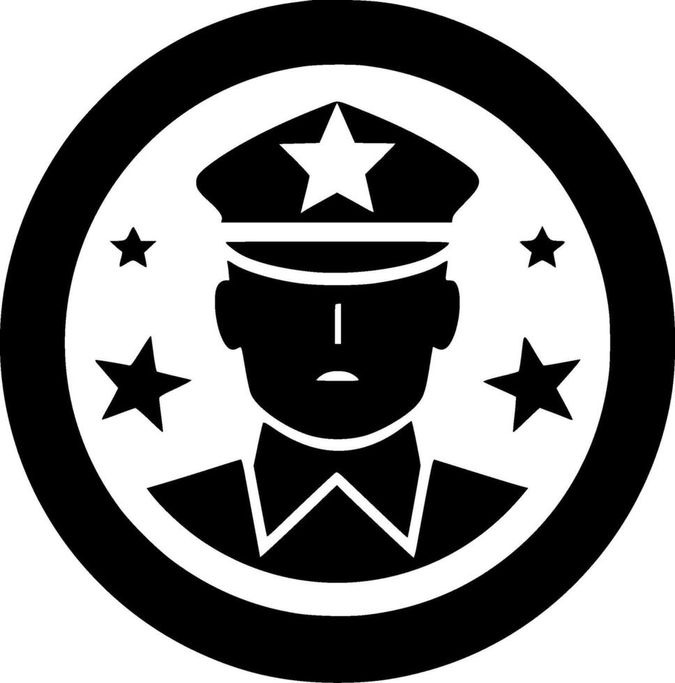 militar - negro y blanco aislado icono - ilustración vector