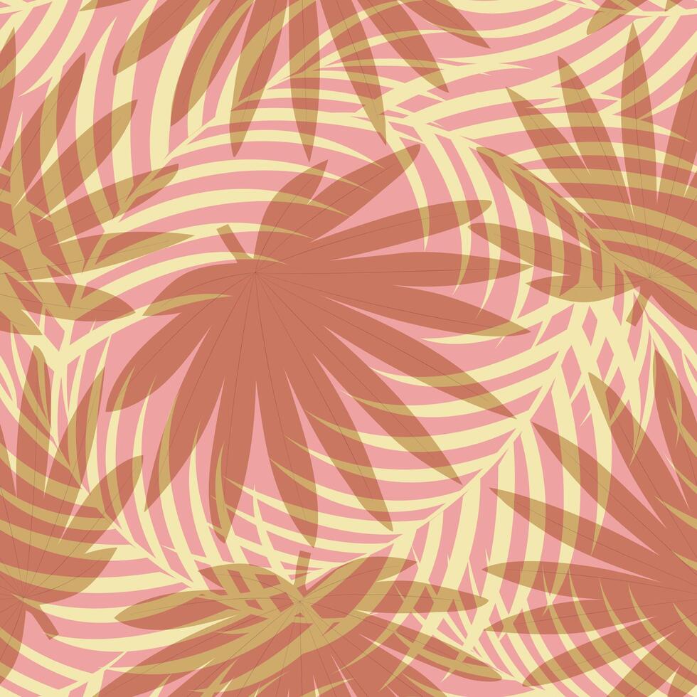 sin costura modelo con mano dibujado tropical palma hojas en rosado antecedentes. vector