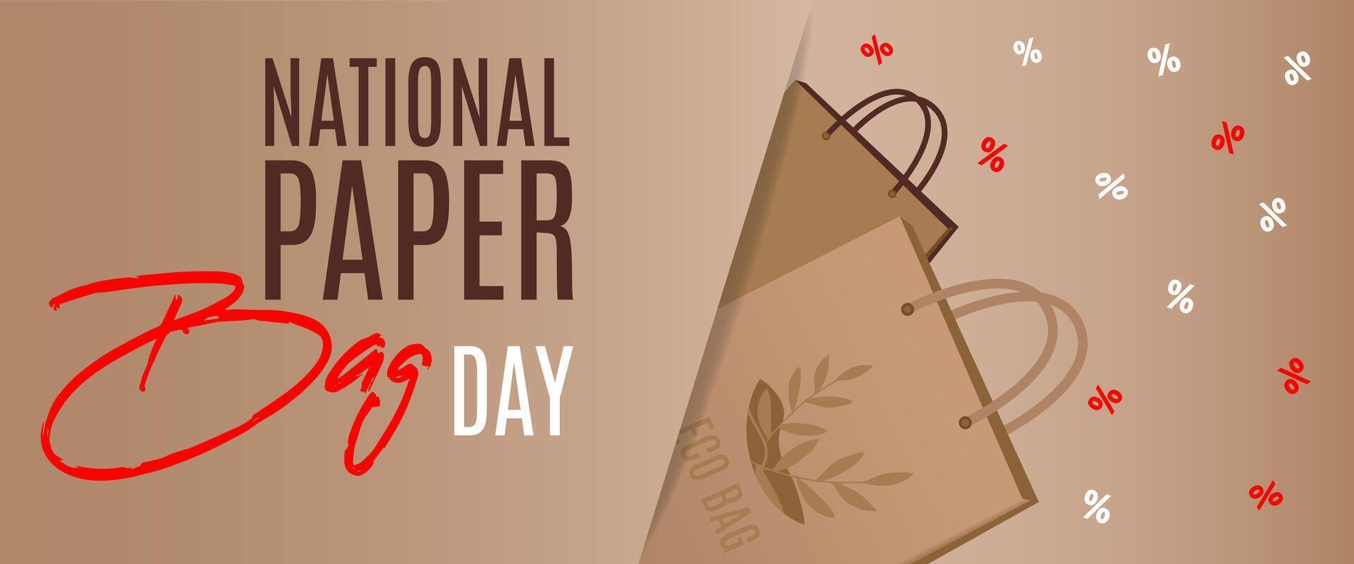 Happy National Paper Bag Day. Eco concept. Template for banner, poster, flyer, background, card. vector
