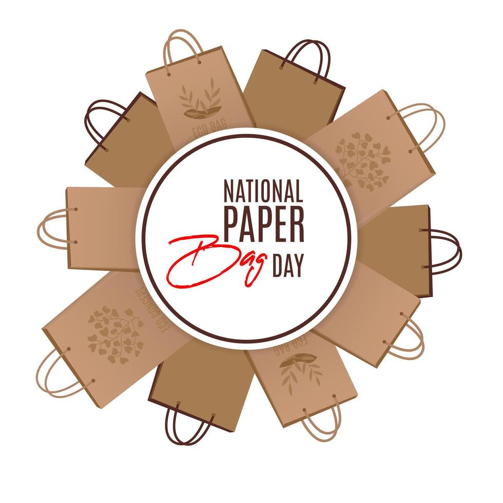 Happy National Paper Bag Day Template for banner, poster, flyer, background, card. vector