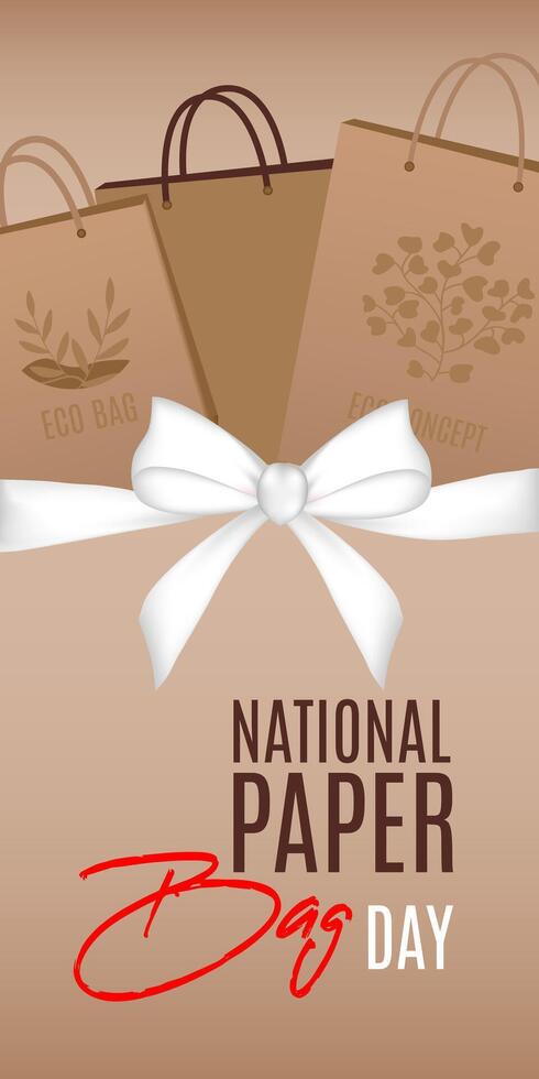 Happy National Paper Bag Day. Eco concept. Template for banner, poster, flyer, background, card. vector