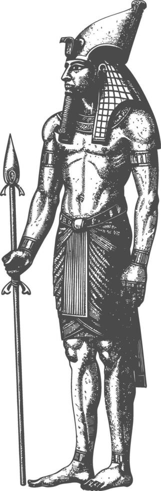 Pharaoh Male the egypt Mythical Creature image using Old engraving style vector