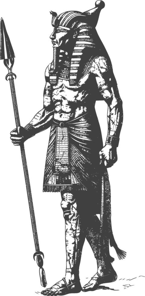Pharaoh Male the egypt Mythical Creature image using Old engraving style vector