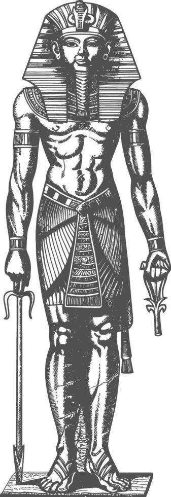 Pharaoh Male the egypt Mythical Creature image using Old engraving style vector
