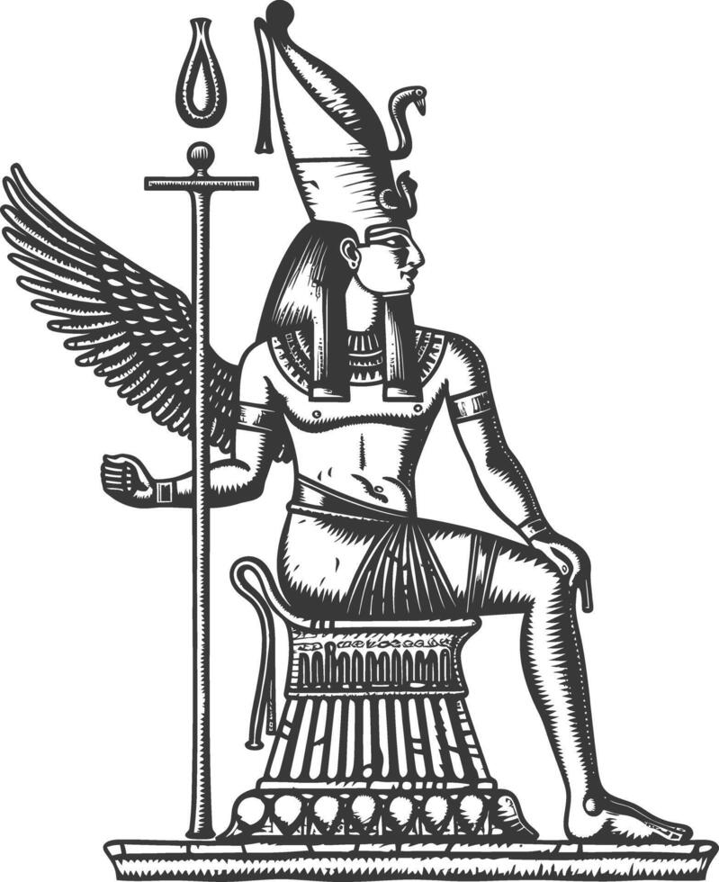 soltero antiguo Egipto jeroglífico uno símbolo imagen utilizando antiguo grabado estilo vector