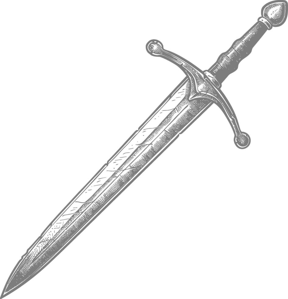 obselote oxidado espada imagen utilizando antiguo grabado estilo vector