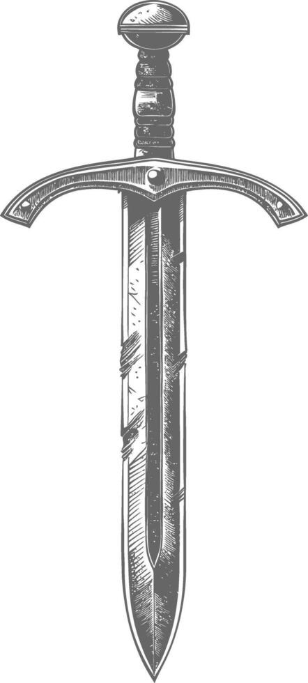 obselote rusty sword image using Old engraving style vector