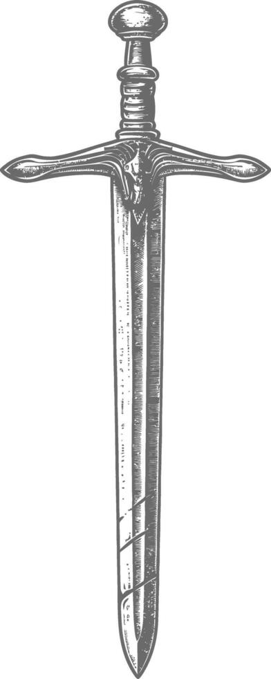 obselote rusty sword image using Old engraving style vector