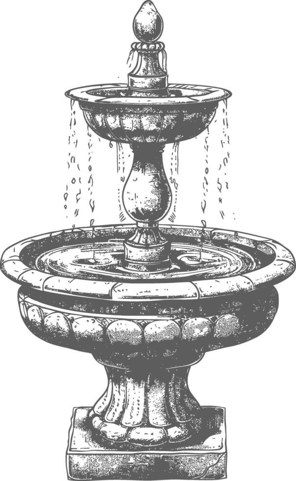 water fountain or water well image using Old engraving style vector