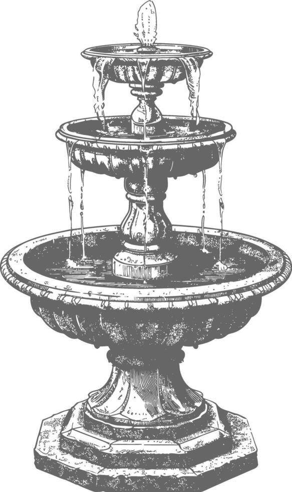 water fountain or water well image using Old engraving style vector