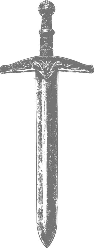 obselote rusty sword image using Old engraving style vector