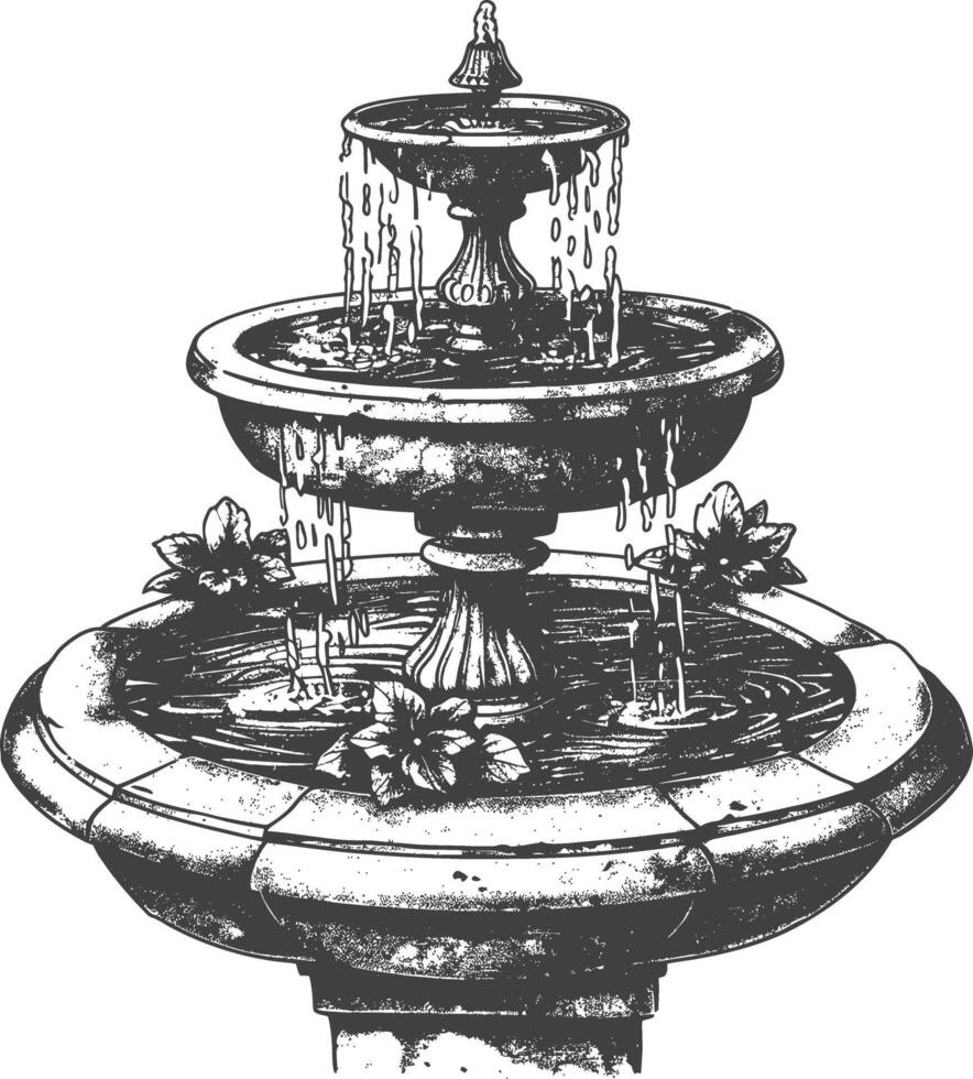 water fountain or water well image using Old engraving style vector