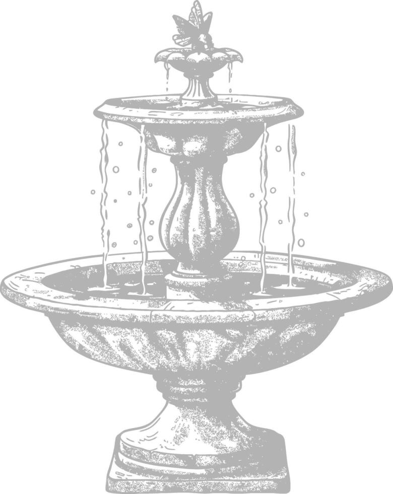 water fountain or water well image using Old engraving style vector