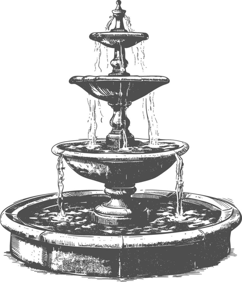 agua fuente o agua bien imagen utilizando antiguo grabado estilo vector