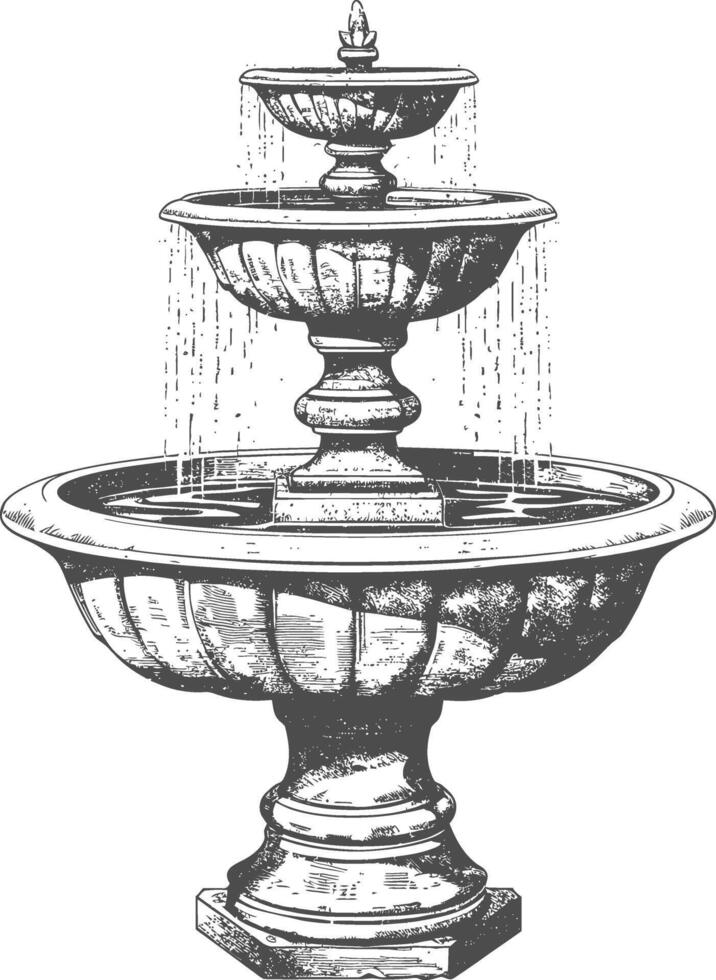 agua fuente o agua bien imagen utilizando antiguo grabado estilo vector