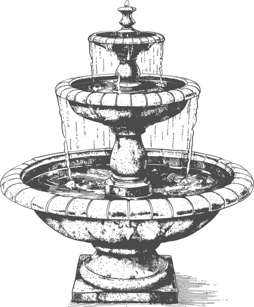 water fountain or water well image using Old engraving style vector