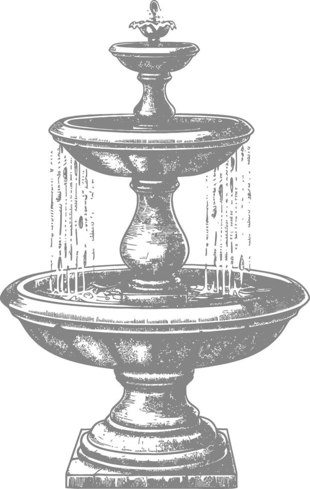 water fountain or water well image using Old engraving style vector