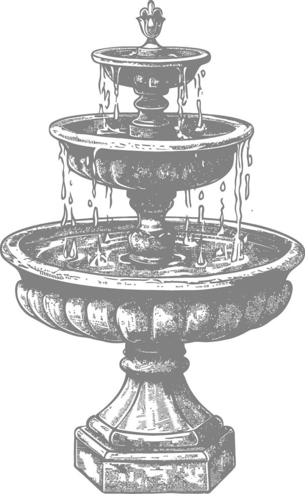 water fountain or water well image using Old engraving style vector