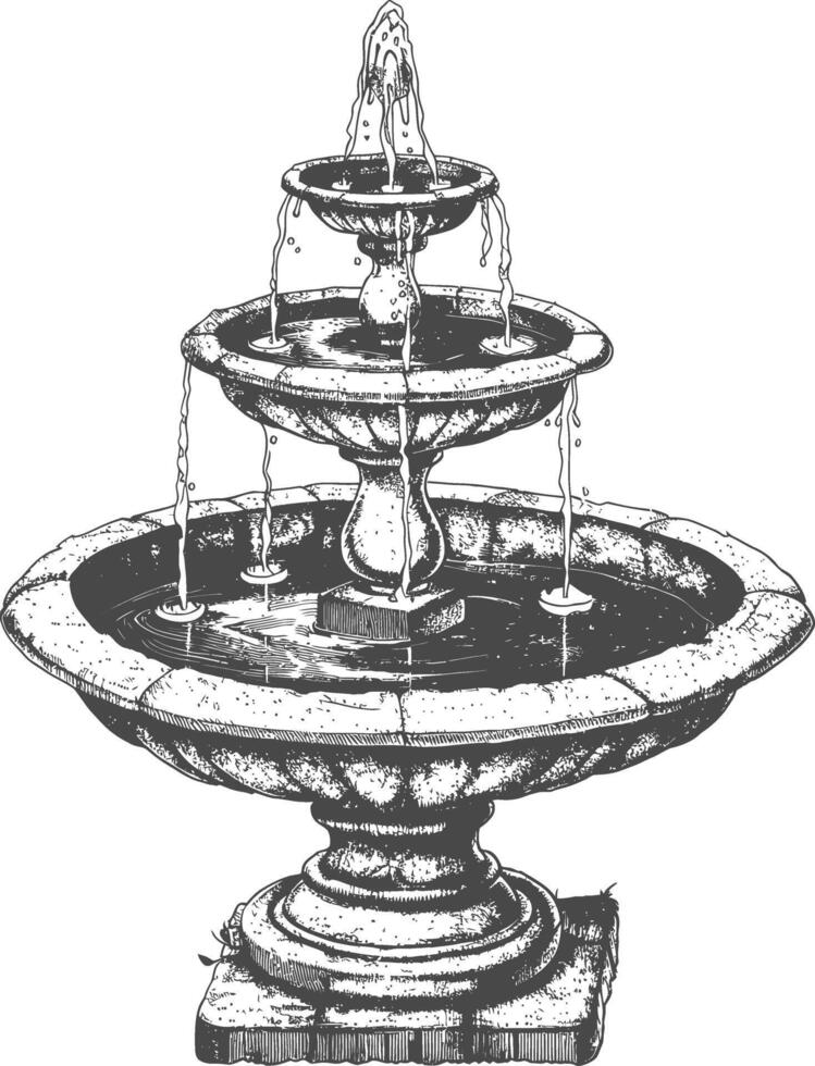 water fountain or water well image using Old engraving style vector