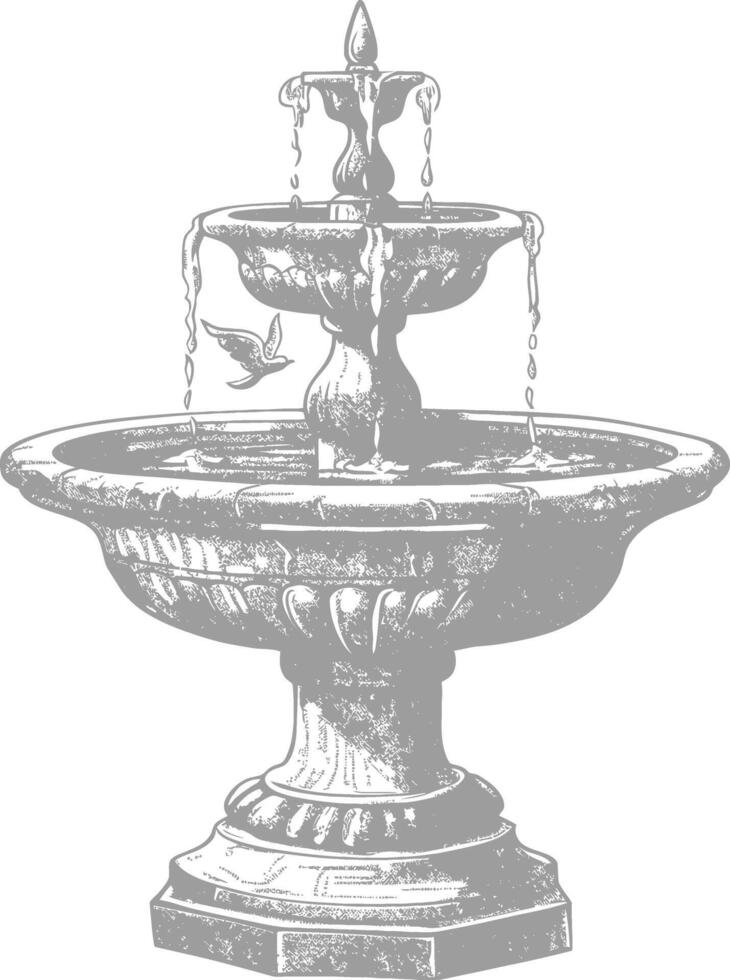 agua fuente o agua bien imagen utilizando antiguo grabado estilo vector