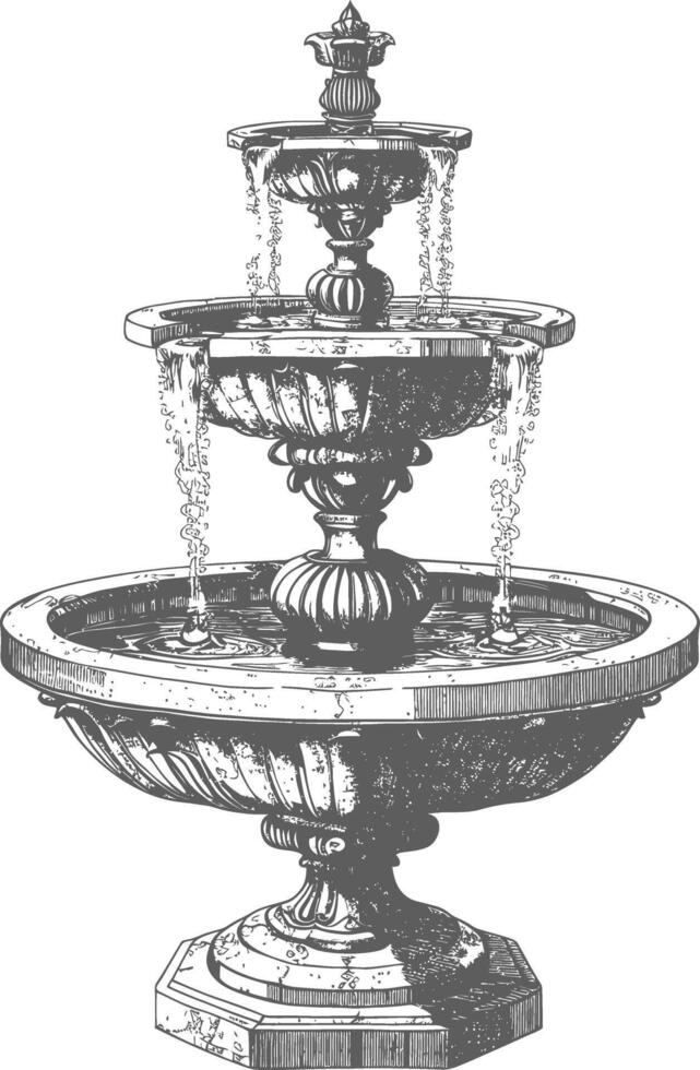 water fountain or water well image using Old engraving style vector