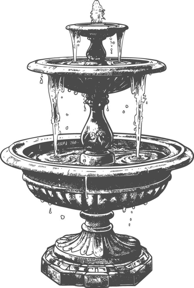 water fountain or water well image using Old engraving style vector