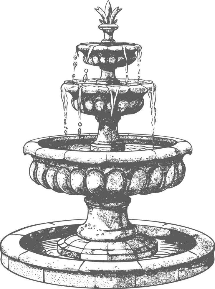 water fountain or water well image using Old engraving style vector