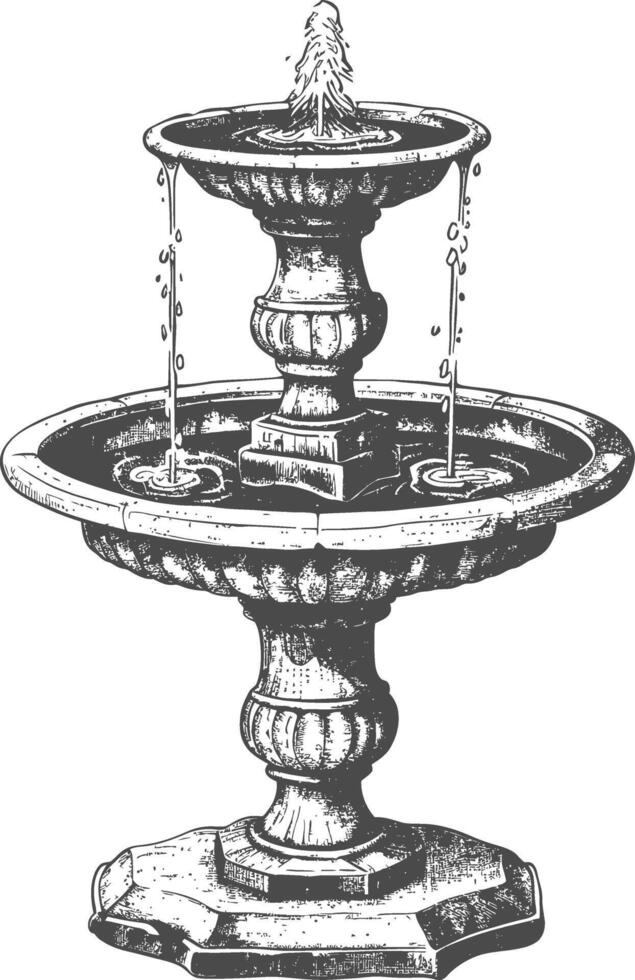 water fountain or water well image using Old engraving style vector