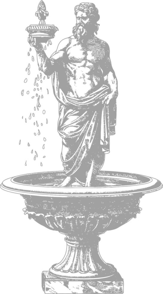 water fountain or water well image using Old engraving style vector