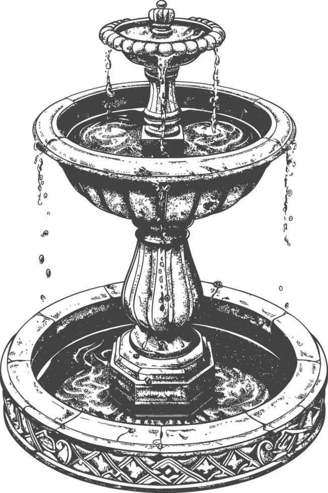 water fountain or water well image using Old engraving style vector
